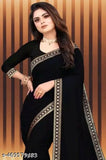 Lycra Blend Solid Saree for Women (Black, 6.3 m)