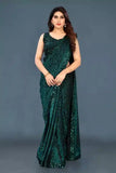 Lycra Sequence Saree for Women (Purple, 6.3 m)